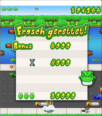 Spiel geschafft Fenster vom Spiel Froggit